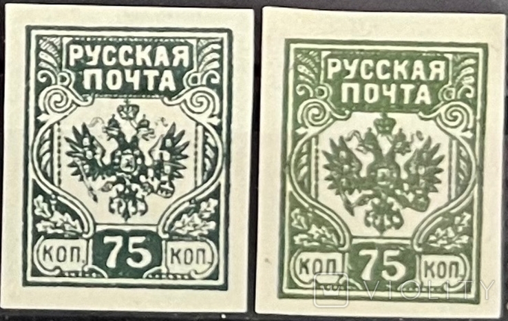 Гражданская война. русская почта 75коп б/з (вариации) 1919*