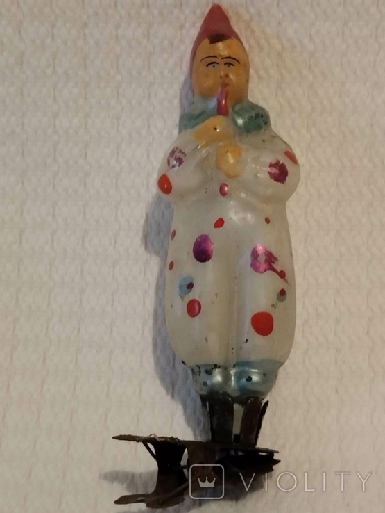 Елочная игрушка на прищепке"Клоун с дудочкой", фото №2