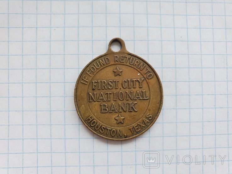 If found return to first city national bank жетон банка США, фото №2