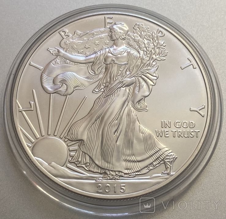 Американский орел 1 долар США 2015 Крокуюча Свобода срібло 999, фото №2
