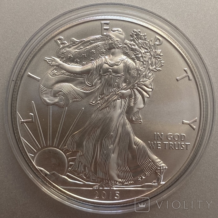 Американский орел 1 долар США 2015 Крокуюча Свобода срібло 999, фото №3