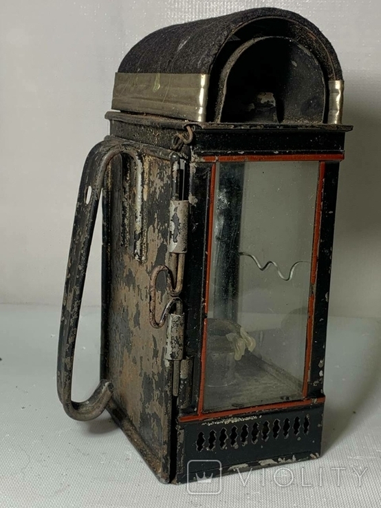 Старинный сигнальный свечной железнодорожный фонарь Германия, фото №4