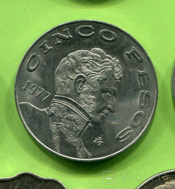 Мексика 5 песо 1977, фото №2