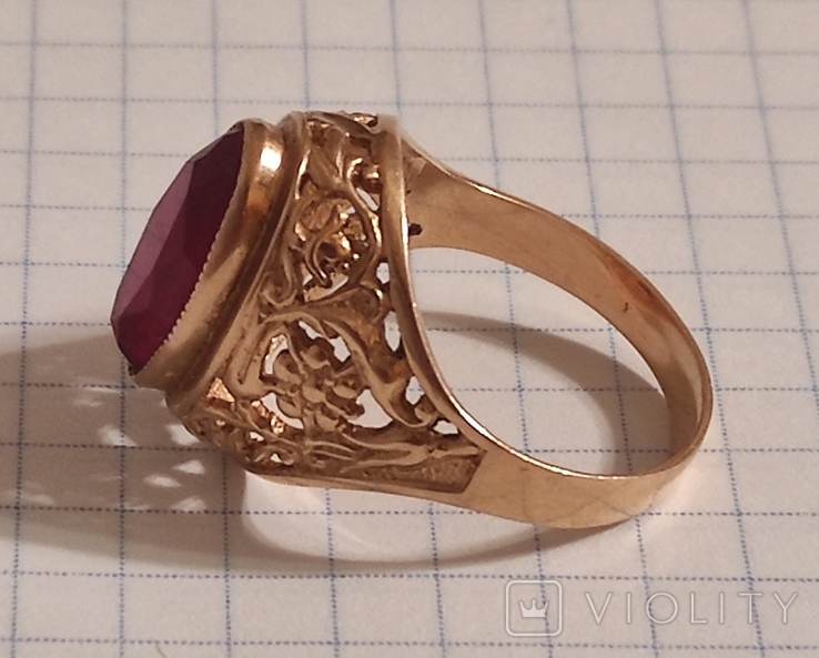 Золотой перстень с камнем СССР *583 пробы, фото №3