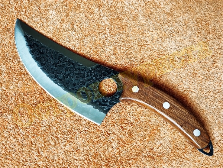 Тесак кухонный Black Steel нож топор туристический с чехлом 31,5 см, фото №5