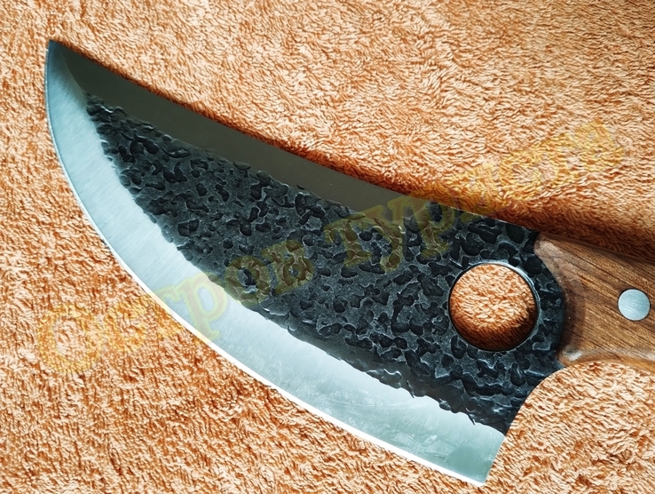 Тесак кухонный Black Steel нож топор туристический с чехлом 31,5 см, фото №6