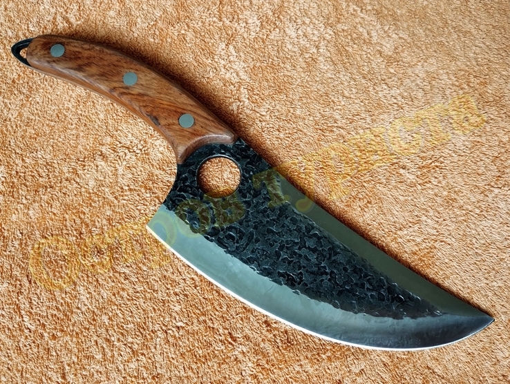 Тесак кухонный Black Steel нож топор туристический с чехлом 31,5 см, фото №8