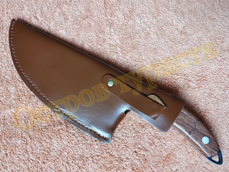 Тесак кухонный Black Steel нож топор туристический с чехлом 31,5 см, фото №10