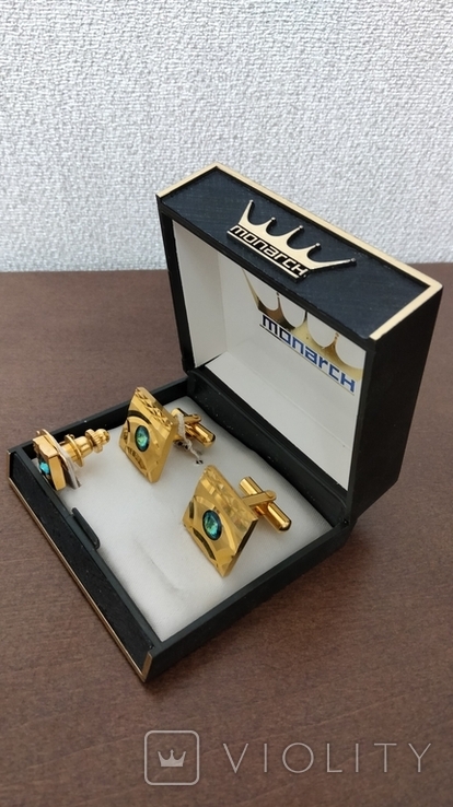 Запонки monarch 1165 gold plated set, фото №3