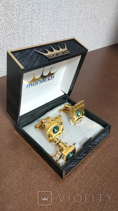 Запонки monarch 1165 gold plated set, фото №4