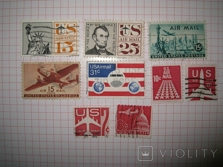 USA-48, марки США, семі-поштові, підбірка авіапошта