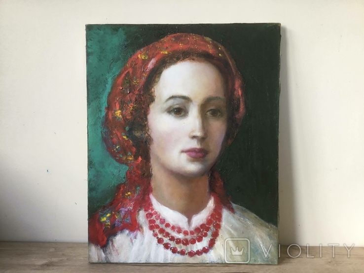 Картина, холст. масло, портрет Украинки. 50 х 40 см., фото №2