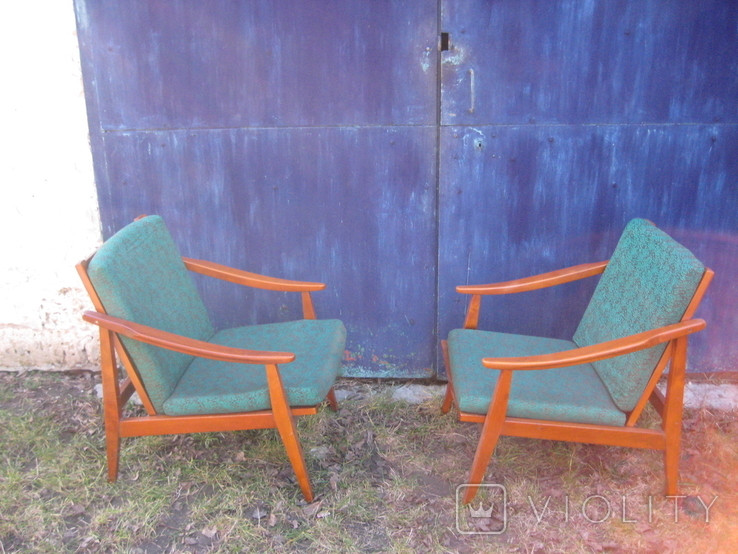 Два деревянные кресла из меб. гарнитура (кресло, кабинетный винтаж) Румыния .70-е г. ХХ в., фото №3