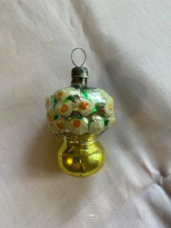 Ялинкова іграшкова ваза з квітами СРСР, фото №2