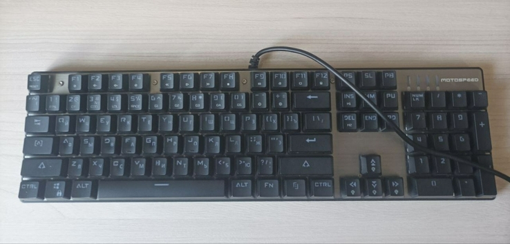 Клавиатура проводная Motospeed CK104 USB Outemu Blue, RGB ENG, UKR, RUS Silver (mtck104cmb, фото №2