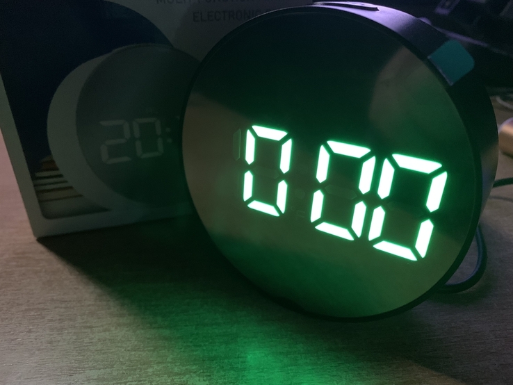 Дзеркальний LED годинник DT-6505 (будильник, термометр), фото №4