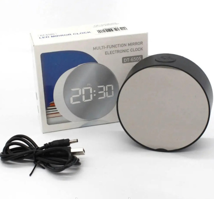 Дзеркальний LED годинник DT-6505 (будильник, термометр), фото №9