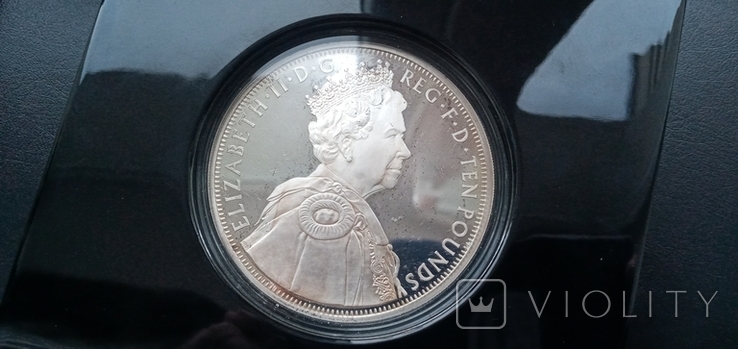 Срібна монета 10 фунтів. Вага 156 грам., фото №4
