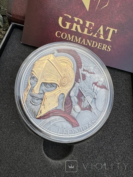 Срібна монета Цар Леонід Великий командуючий 5 Oz 5000 франків Камерун 2023 рік, фото №6