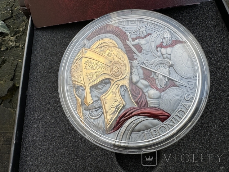 Срібна монета Цар Леонід Великий командуючий 5 Oz 5000 франків Камерун 2023 рік, фото №7
