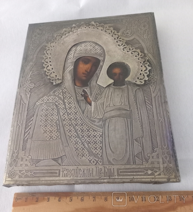 Ікона Казанська Пресвята Богородиця срібло 84 проба, фото №13