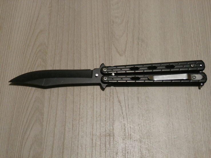 Нож балисонг бабочка Shaf A822 "Черный кирпич" 21.5 см, фото №7