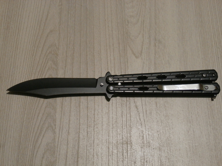 Нож балисонг бабочка Shaf A822 "Черный кирпич" 21.5 см, фото №8