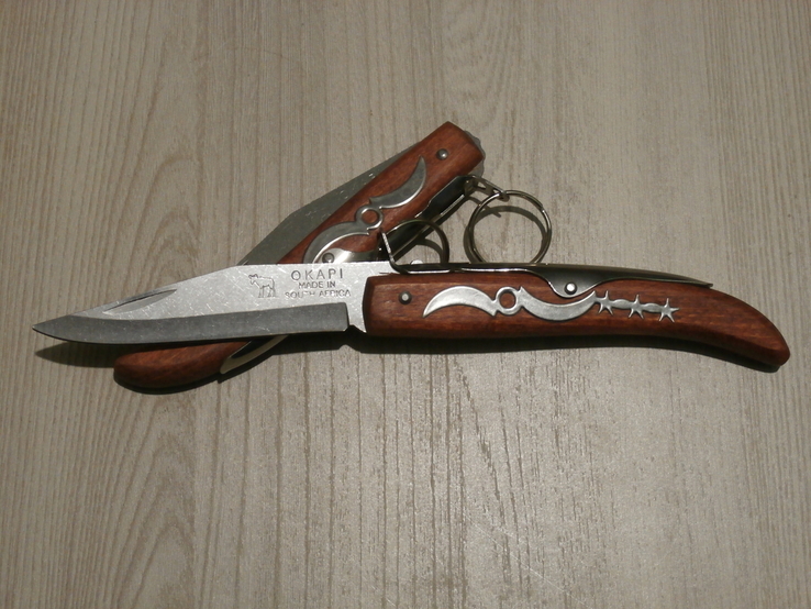 Туристический складной нож OKAPI 907E 21 см с фиксатором, ручка дерево, фото №2
