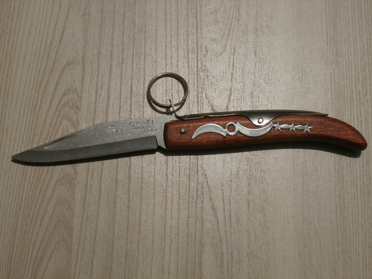 Туристический складной нож OKAPI 907E 21 см с фиксатором, ручка дерево, фото №4