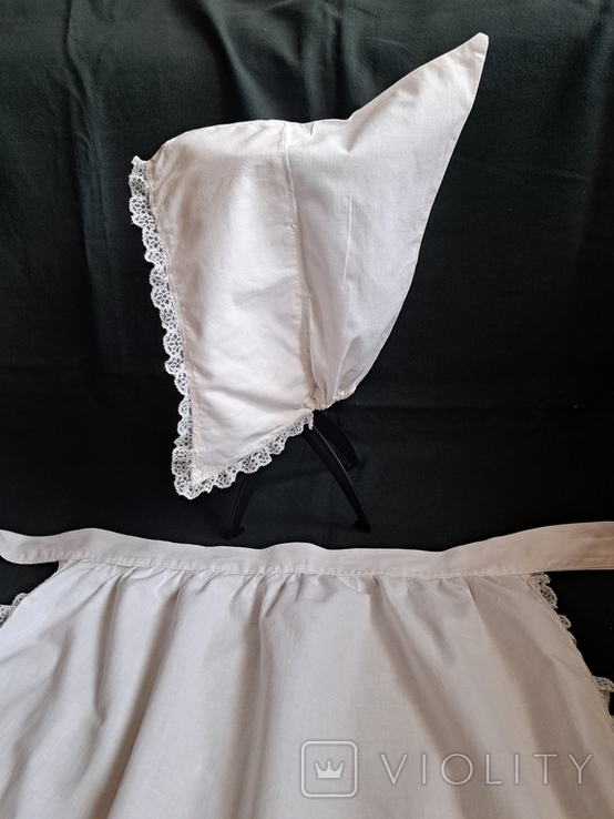 Прошлый век английский Белый фартук+ чепец униформа кружева, Англия, фото №8