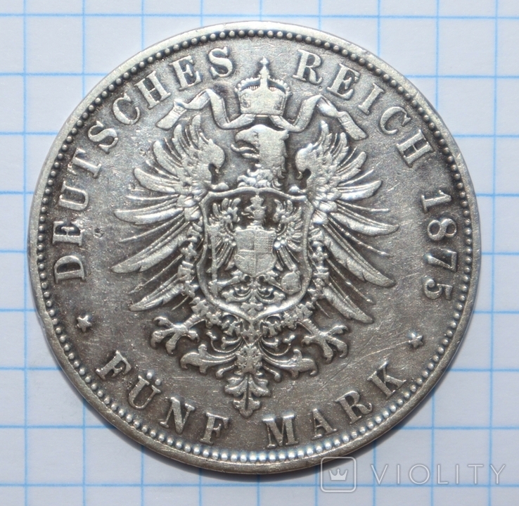 5 марок, 1875 год, Бавария,, фото №10