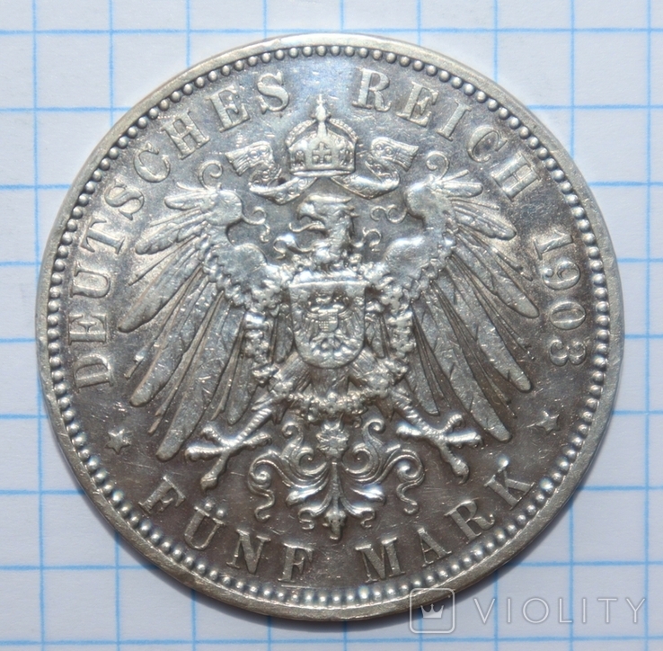 5 марок, Саксония, 1903 год., фото №7