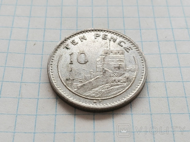 Гибралтар 10 пенсов, 1988, фото №3