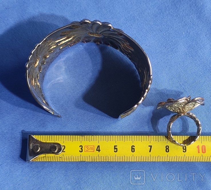 Набор посеребрение браслет и кольцо, фото №3