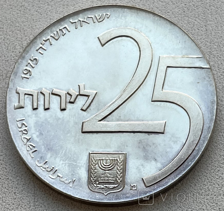 Серебряные 25 лир 1975 года 27-й День независимости Израиля, фото №7