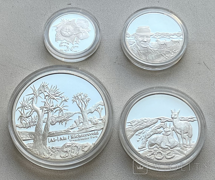 Набор серебряных монет 2008 года Трансграничный парк Аи-Аис-Рихтерсвелд, ЮАР, фото №7