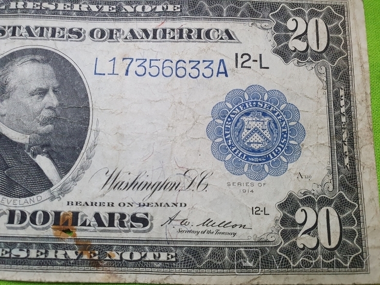 20 Долларів США. 1914 р., фото №3