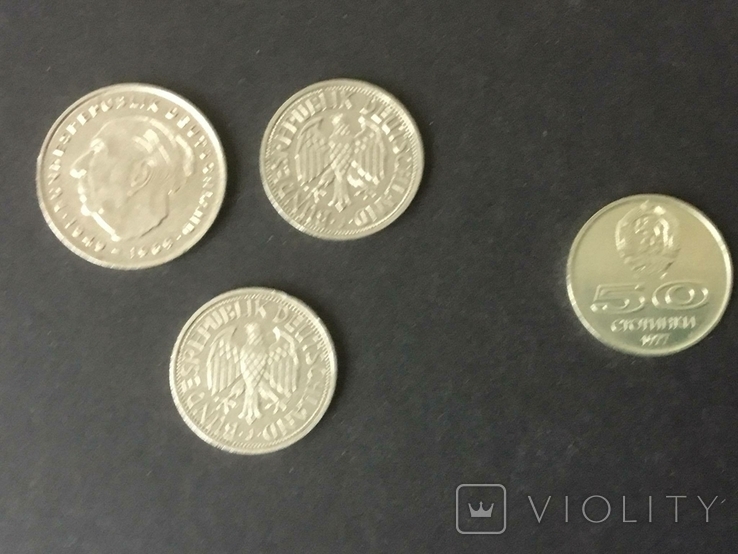 2 марки 1970, 1 марка 1965, 1 марка 1990, Германия, и 50 стотинки Болгария.1977, фото №2