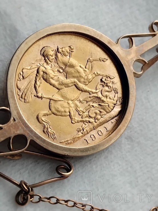 Золота брошка Соверен 1901, фото №7