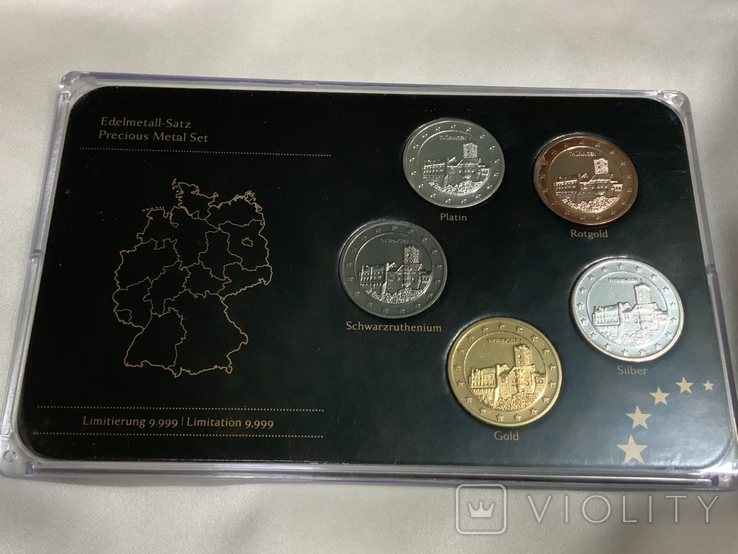 Набір 2 євро драг.метали Турінген Німеччина, фото №2