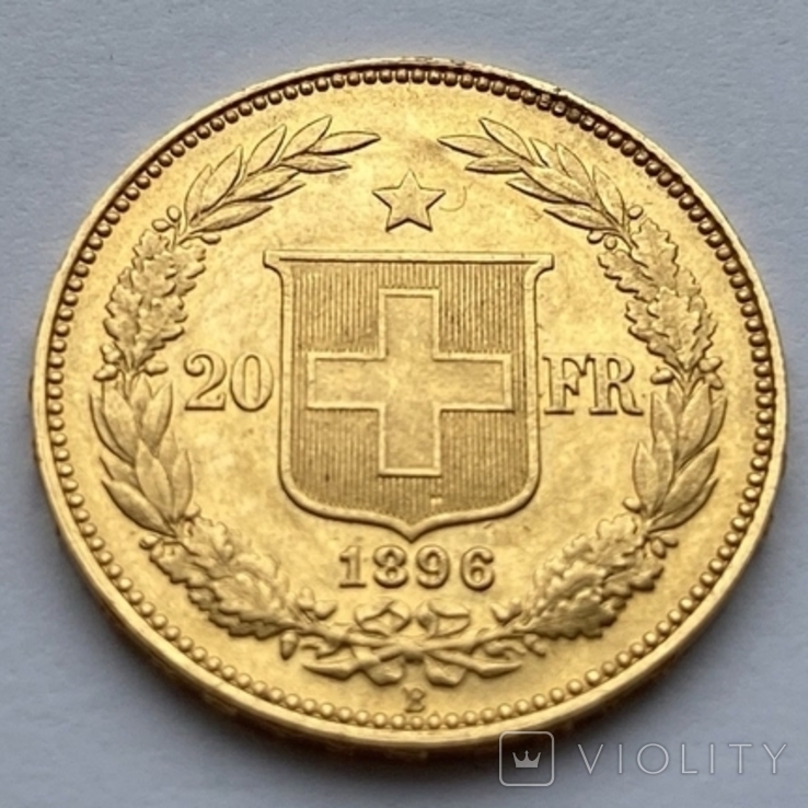 20 франков 1896 г. Швейцария, фото №3