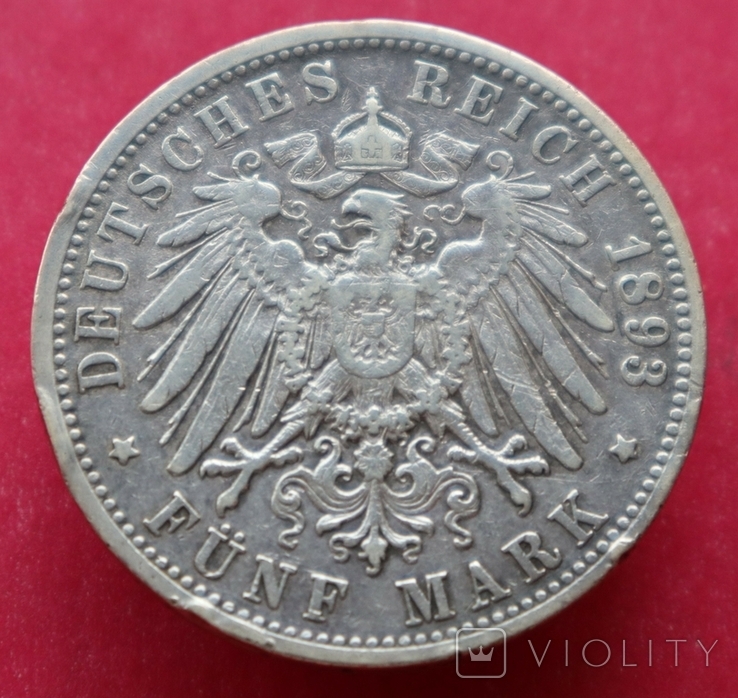 1893г, 5 марок, Баден., фото №5