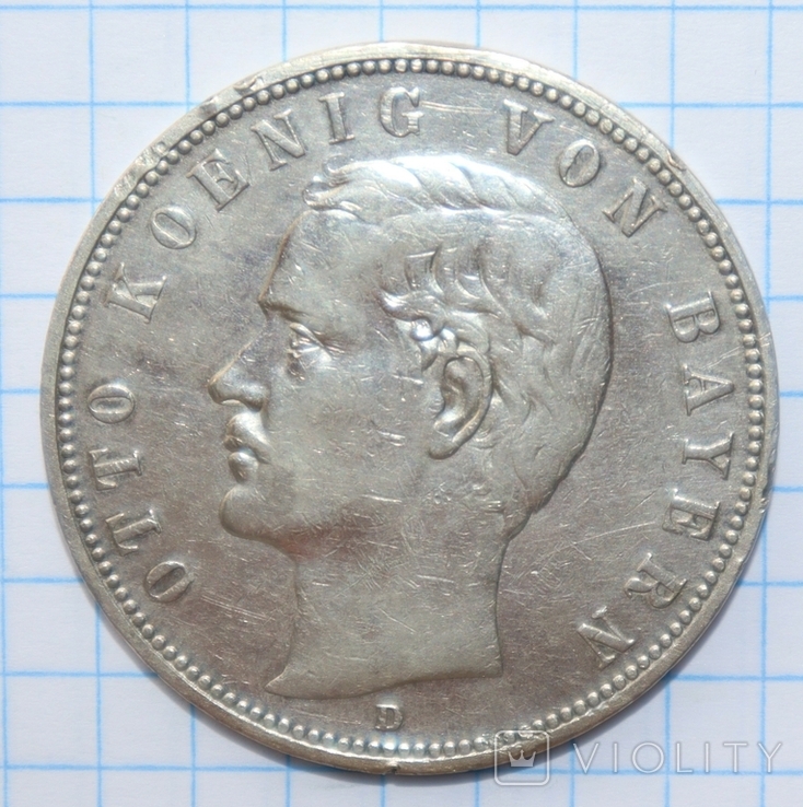 1906г, 5 марок, Бавария., фото №3
