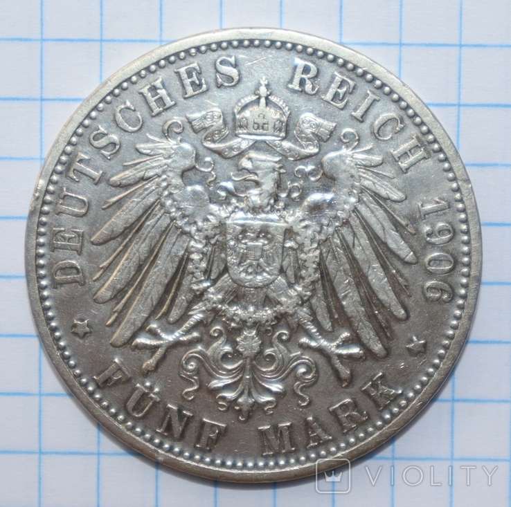 1906г, 5 марок, Бавария., фото №5