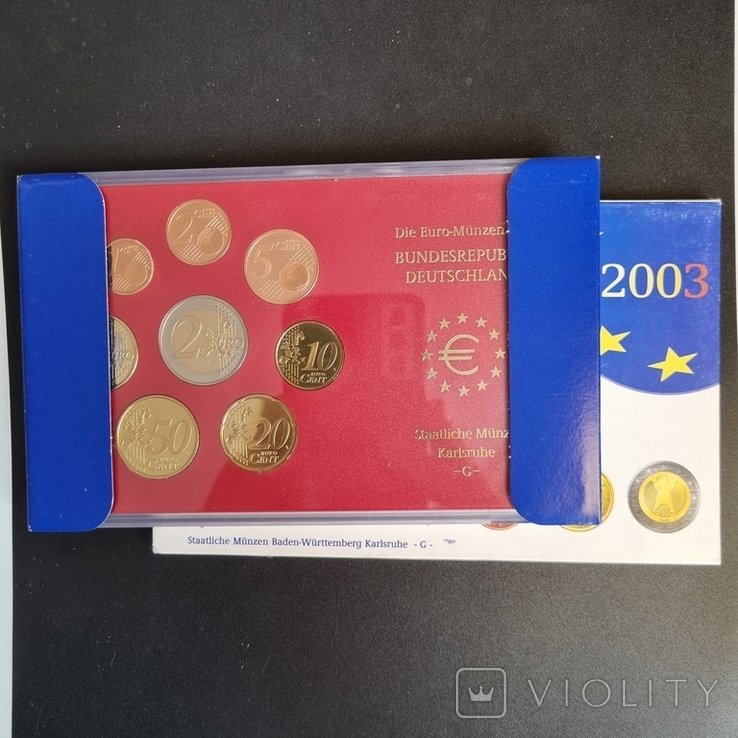 Годовой набор евро Германия 2003 G евро 1 2 5 10 20 50 центов и 1 2 евро PROOF -64