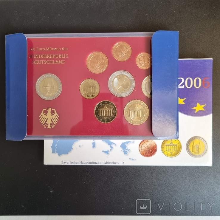 Набор евро Германия 2006 D 1-50 цент 1,2 2шт ВОР ХОЛЬСТЕНТ В ЛЮБЕКЕ PROOF -70