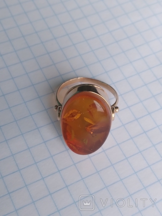 Перстень з бурштином *583 р.19 вага 4,3 г, фото №5
