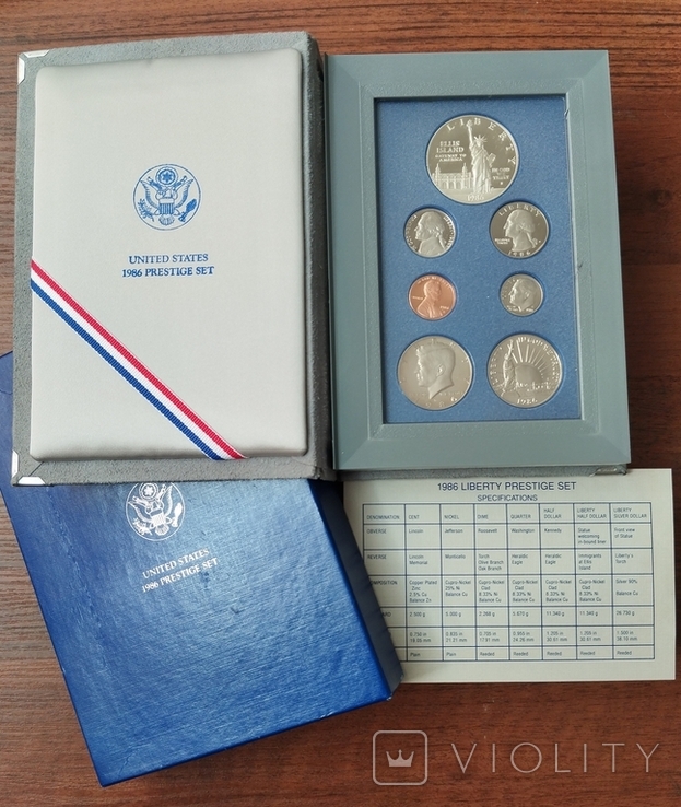 Річний набір монет США 1986S Proof Prestige Set (7монет), фото №2