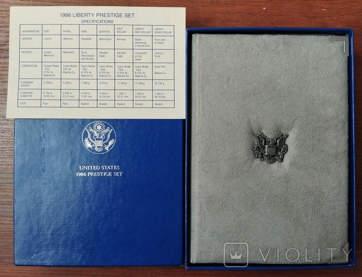 Річний набір монет США 1986S Proof Prestige Set (7монет), фото №5