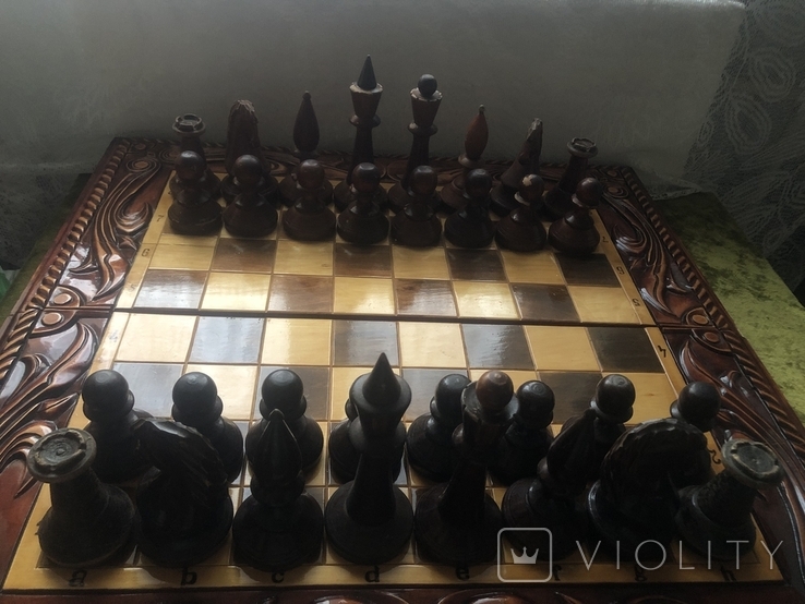 Шахматы большие старые деревянные, фото №2